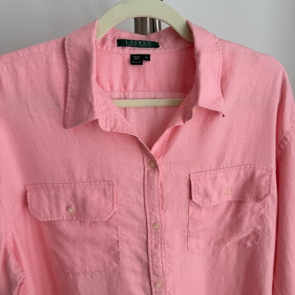 NEW Ralph Lauren Green Label Pink 100% Linen Button-Up Shirt Size XL - Picture 2 of 6